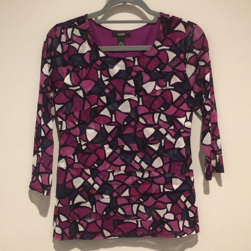 END OF YEAR SALE! | Alfani Petite Purple Quarter Sleeve Top